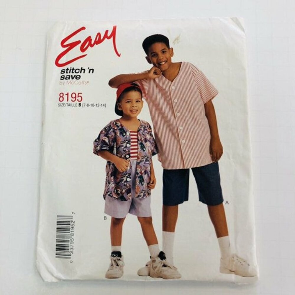 Vintage McCalls Sewing Pattern 8195 Boys Tank Top Shirt Shorts Size 7-14